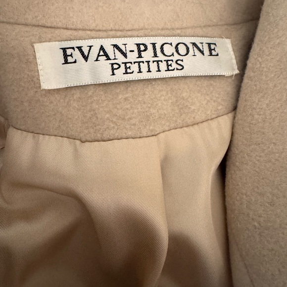 [Evan Picone] Vintage Cream Maxi Wool and Cashmere Blend Belted Coat Sz: 10P - Picture 8 of 16